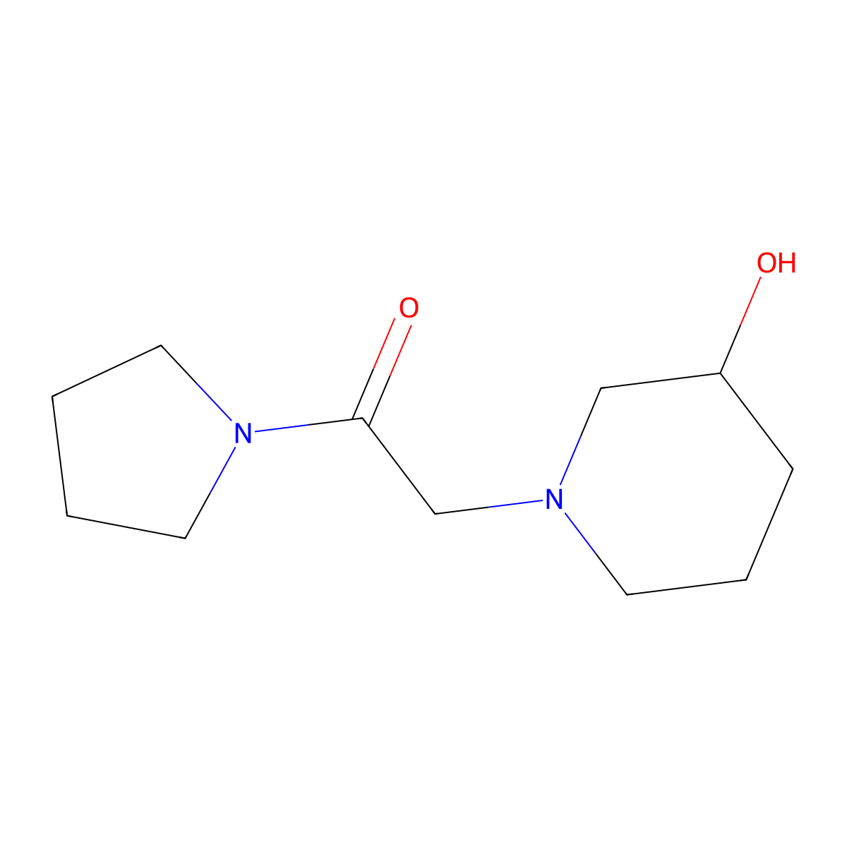 2-(3-Hydroxypiperidin-1-yl)-1-(pyrrolidin-1-yl)ethan-1-one molecular structure, CAS 1250792-78-9