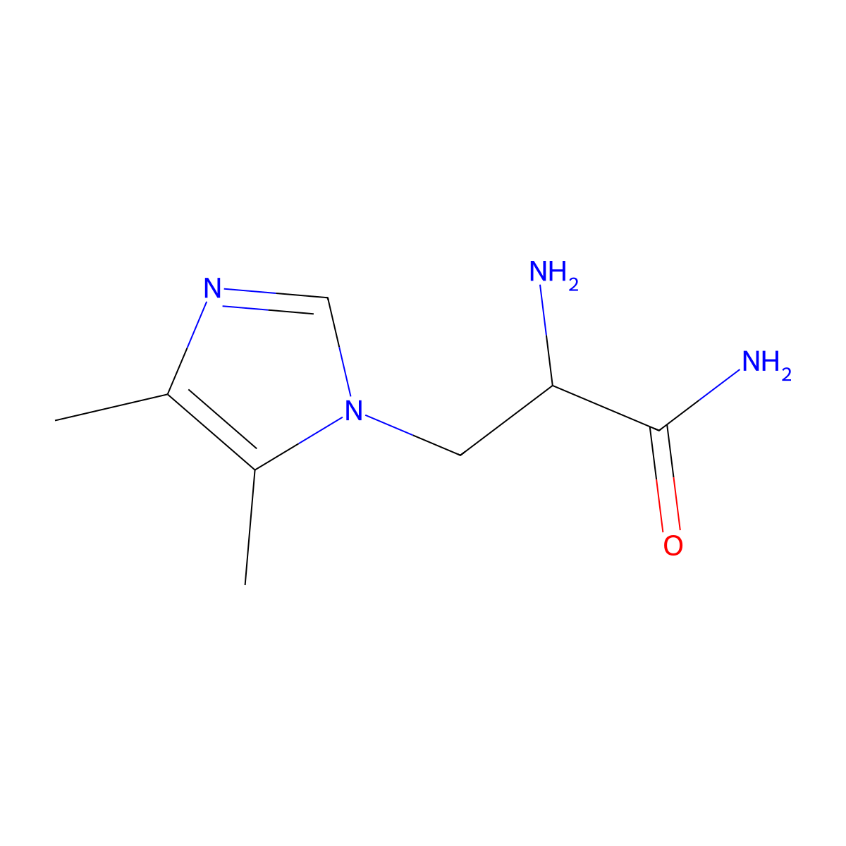 2-amino-3-(4,5-dimethyl-1H-imidazol-1-yl)propanamide molecular structure, CAS 1250792-92-7