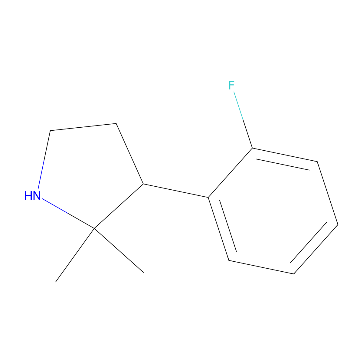 3-(2-Fluorophenyl)-2,2-dimethylpyrrolidine molecular structure, CAS 1250794-27-4
