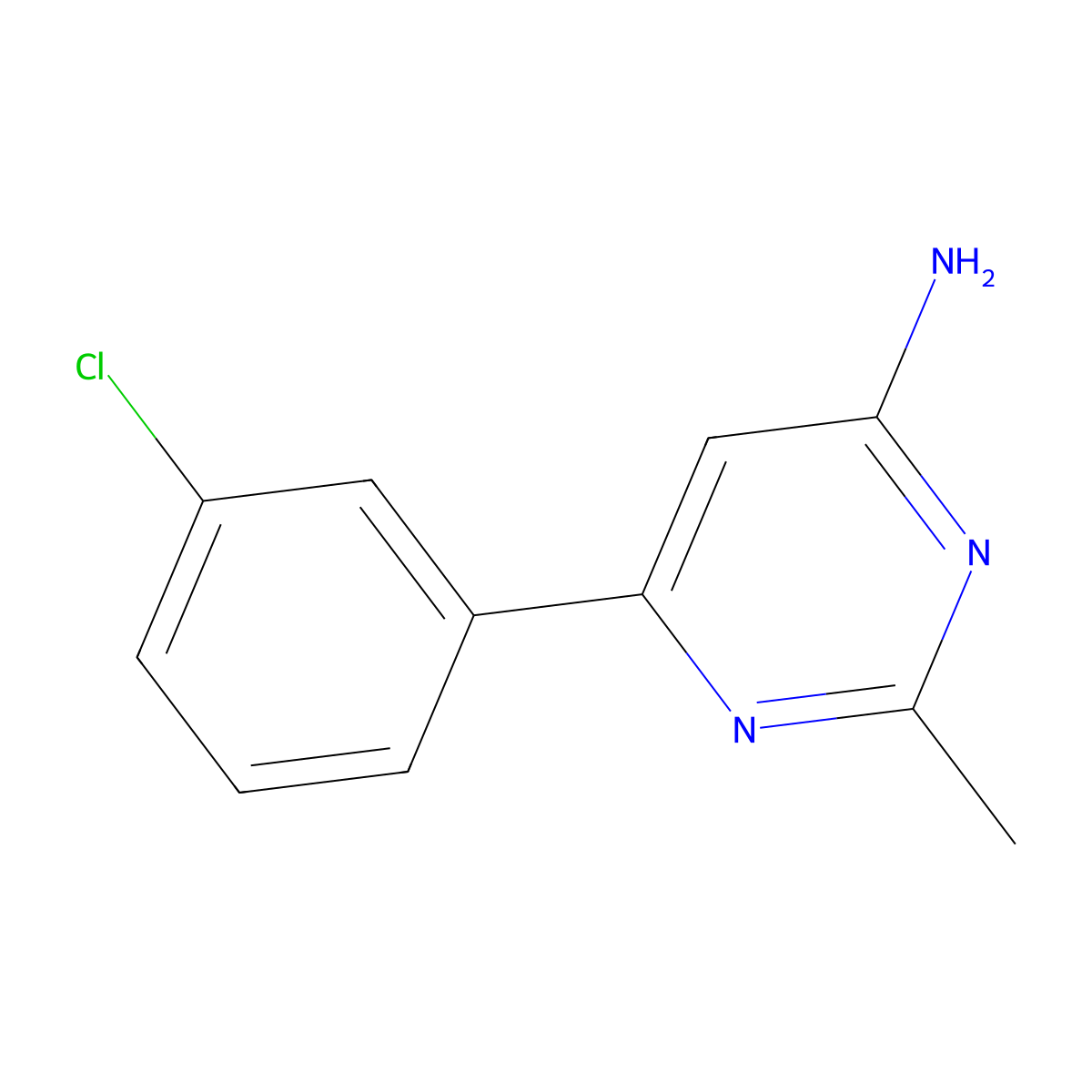 6-(3-Chlorophenyl)-2-methylpyrimidin-4-amine molecular structure, CAS 1250795-52-8