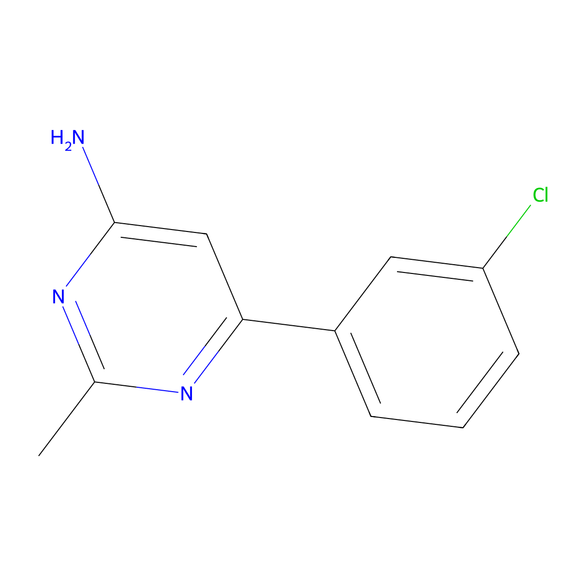 6-(3-Chlorophenyl)-2-methylpyrimidin-4-amine molecular structure, CAS 1250795-52-8