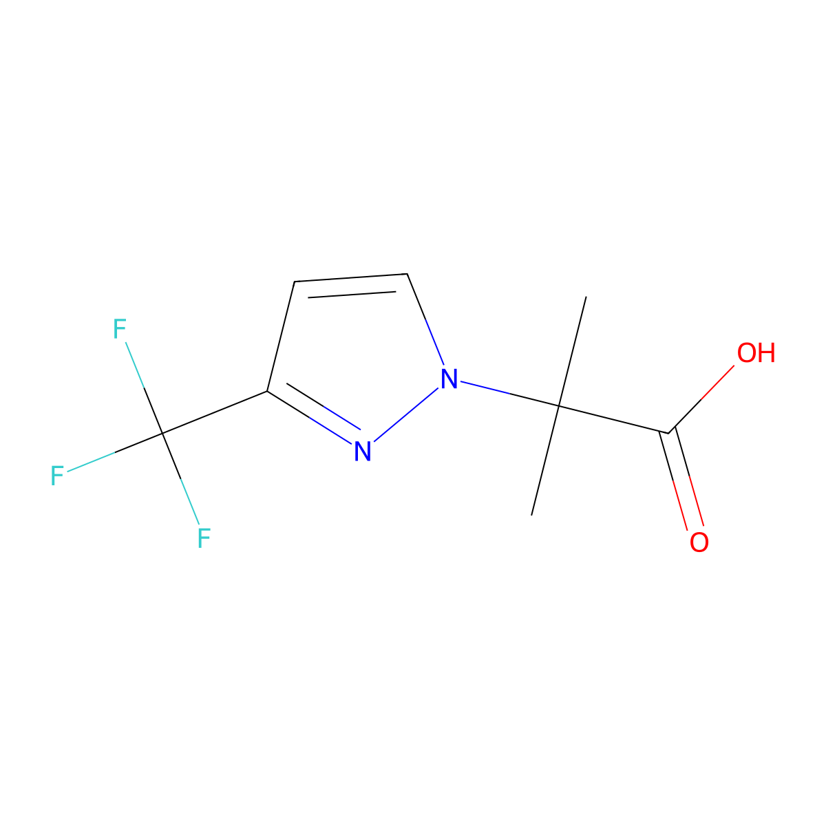 2-Methyl-2-(3-(trifluoromethyl)-1H-pyrazol-1-yl)propanoic acid molecular structure, CAS 1250796-55-4