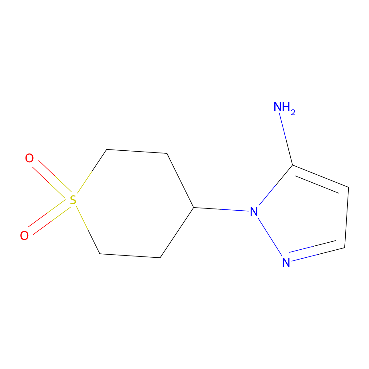 4-(5-Amino-1H-pyrazol-1-yl)-1lambda6-thiane-1,1-dione molecular structure, CAS 1250800-78-2