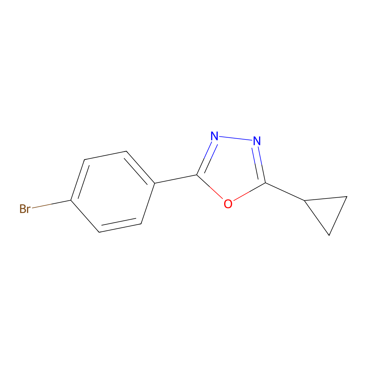 2-(4-Bromophenyl)-5-cyclopropyl-1,3,4-oxadiazole molecular structure, CAS 1250803-72-5