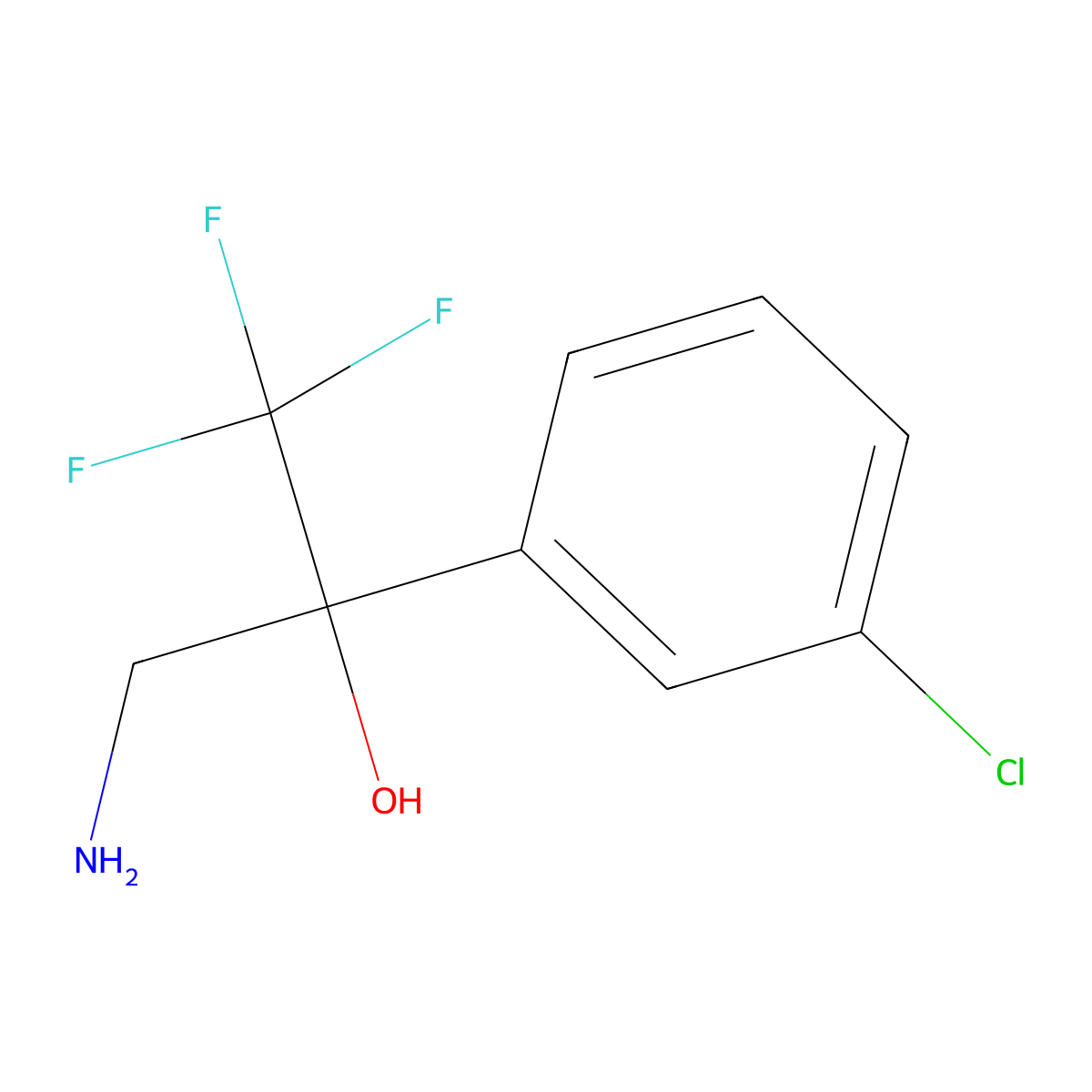 3-Amino-2-(3-chlorophenyl)-1,1,1-trifluoropropan-2-ol molecular structure, CAS 1250803-73-6