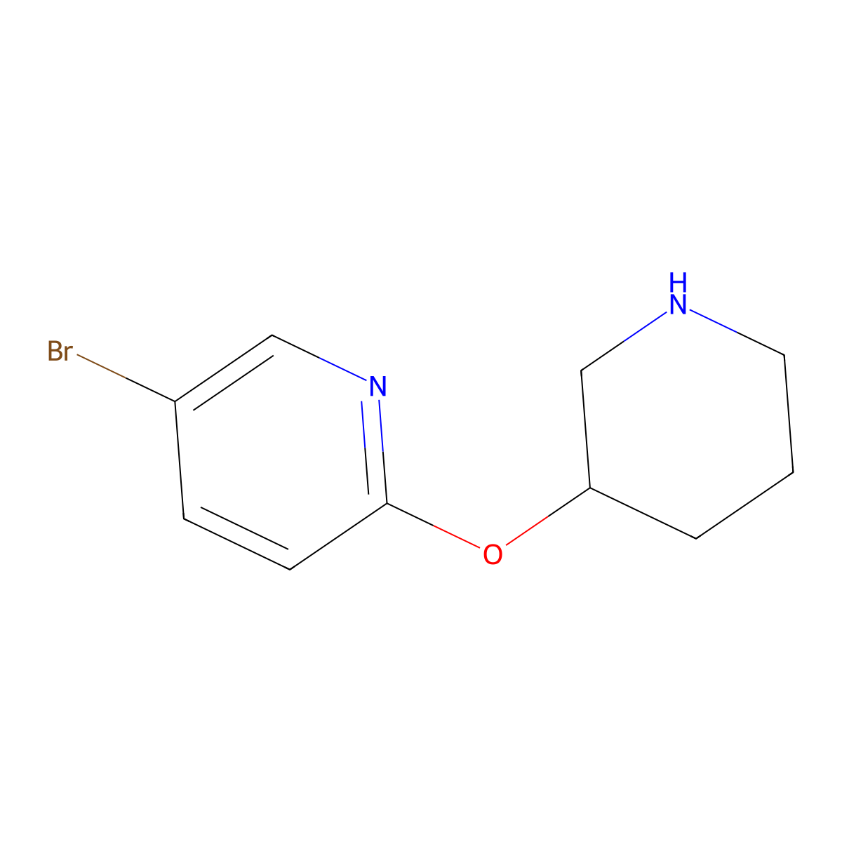 5-Bromo-2-(piperidin-3-yloxy)pyridine molecular structure, CAS 1250803-96-3