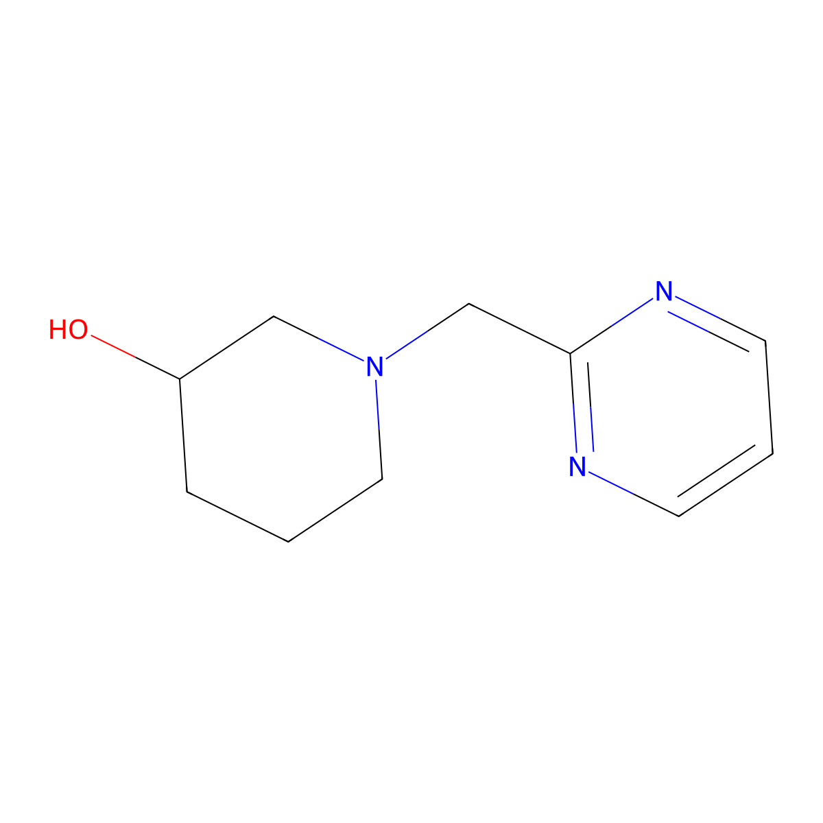 1-(Pyrimidin-2-ylmethyl)piperidin-3-ol molecular structure, CAS 1250804-61-5