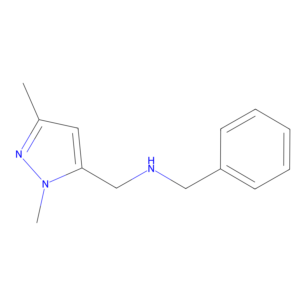 N-Benzyl-1-(1,3-dimethyl-1H-pyrazol-5-yl)methanamine molecular structure, CAS 1250805-80-1