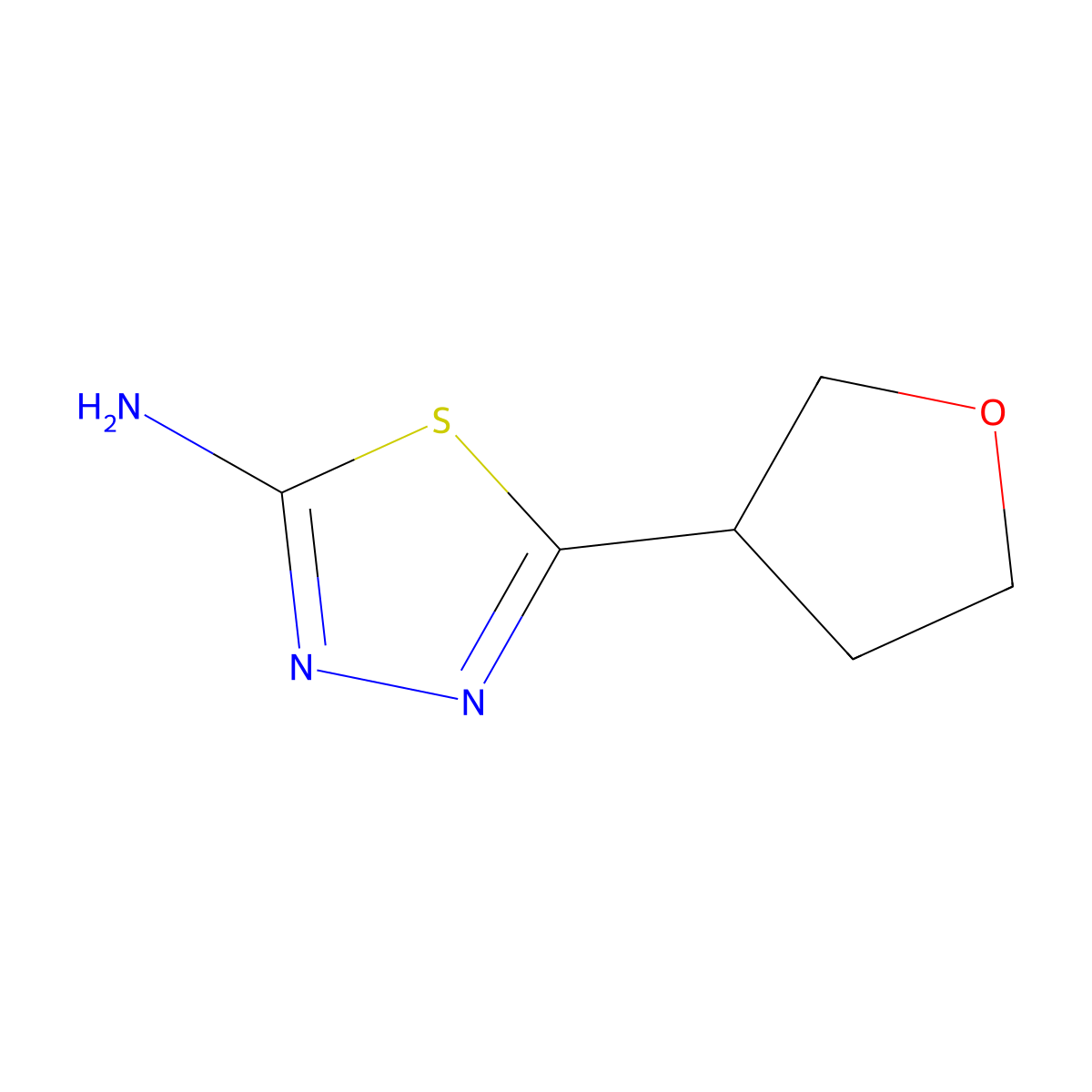 5-(Oxolan-3-yl)-1,3,4-thiadiazol-2-amine molecular structure, CAS 1250807-26-1