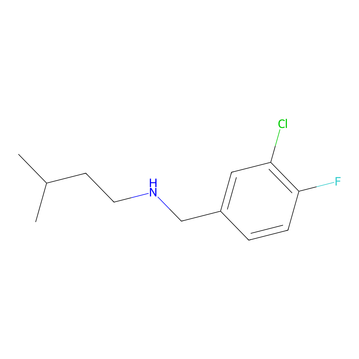 [(3-Chloro-4-fluorophenyl)methyl](3-methylbutyl)amine molecular structure, CAS 1250807-32-9