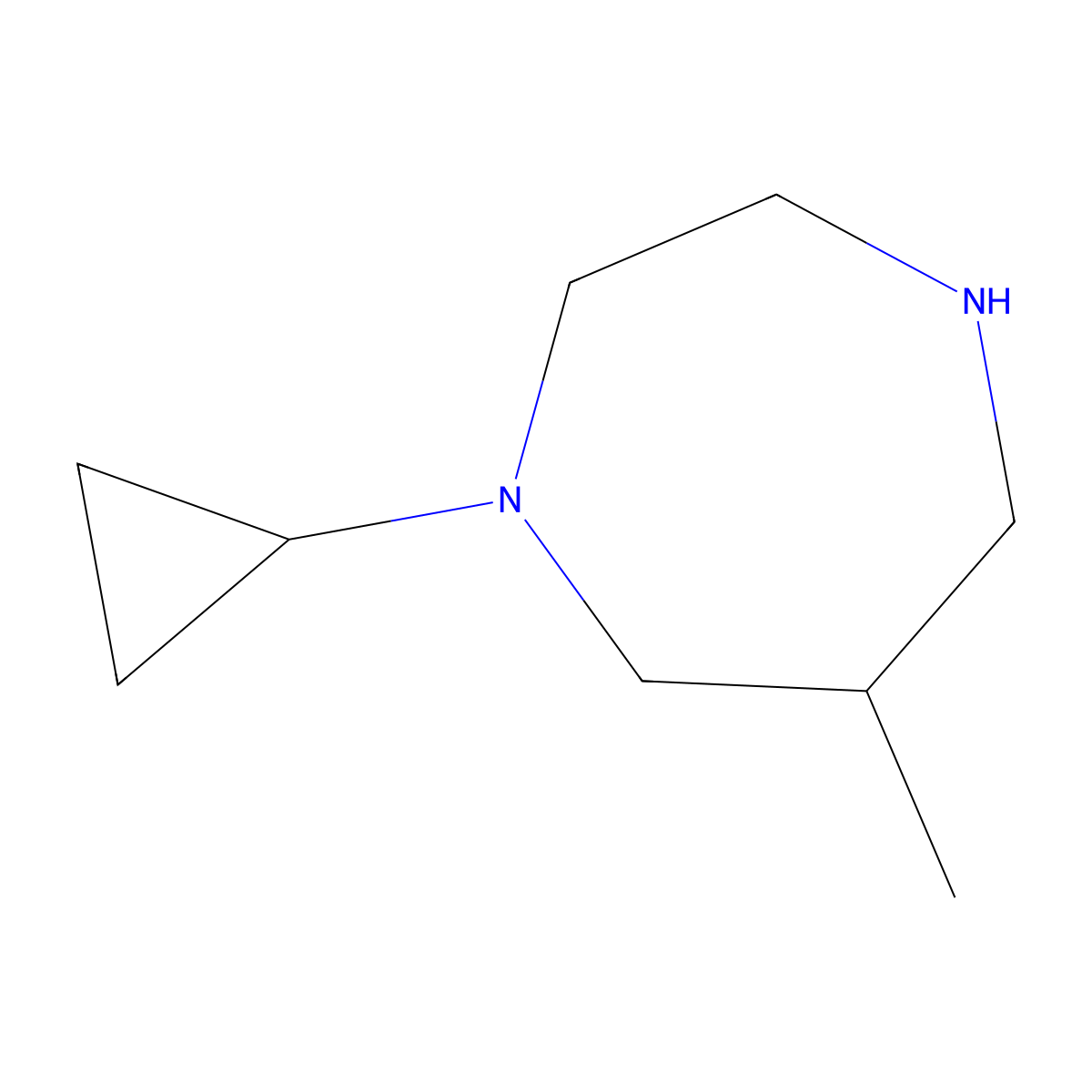 1-Cyclopropyl-6-methyl-1,4-diazepane molecular structure, CAS 1250809-59-6