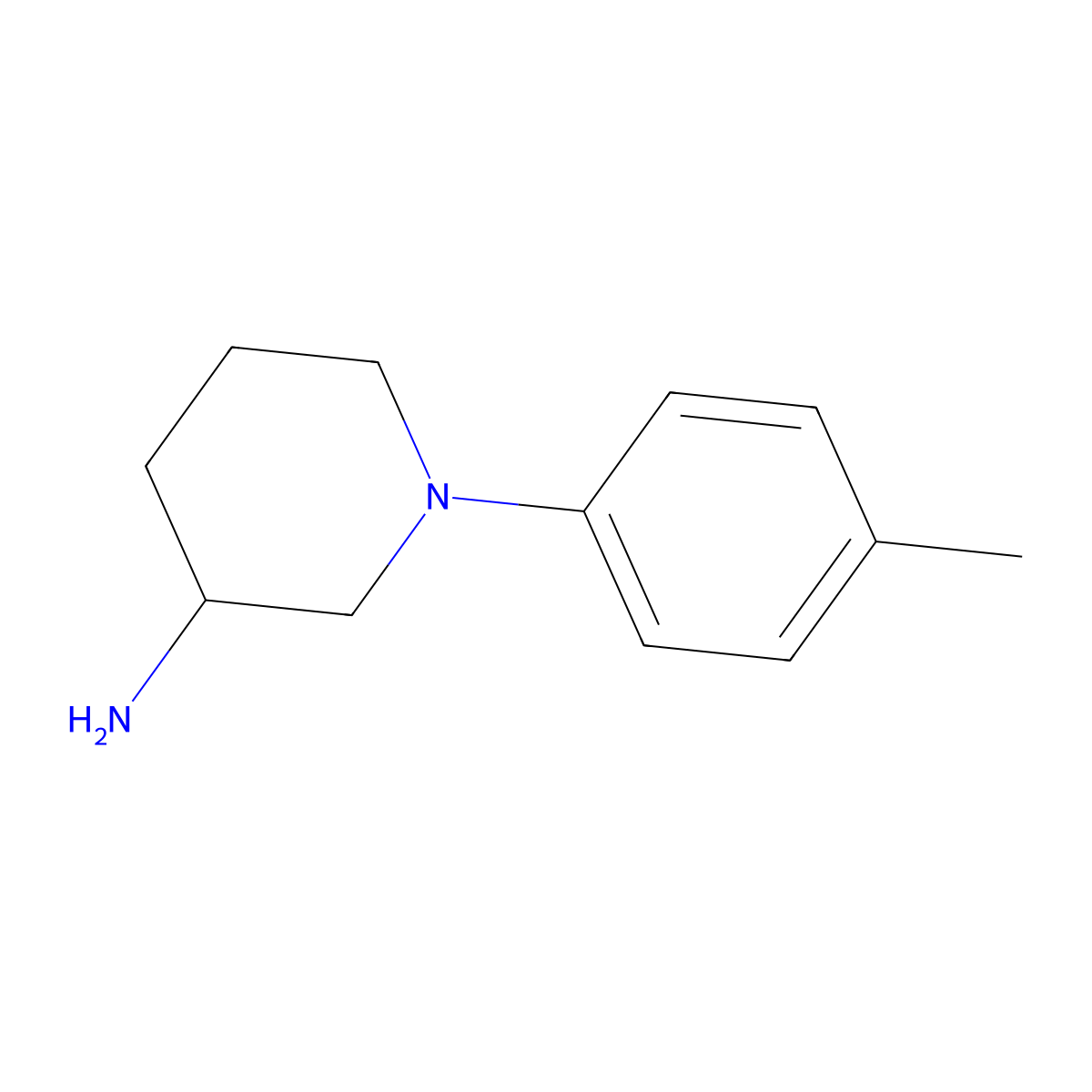 1-(4-Methylphenyl)piperidin-3-amine molecular structure, CAS 1250811-21-2