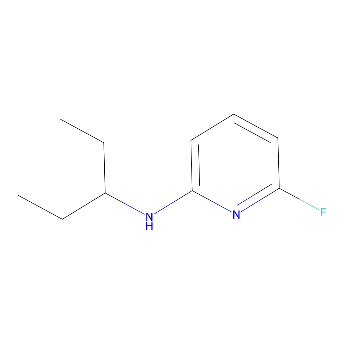 6-fluoro-N-(pentan-3-yl)pyridin-2-amine molecular structure, CAS 1250812-03-3