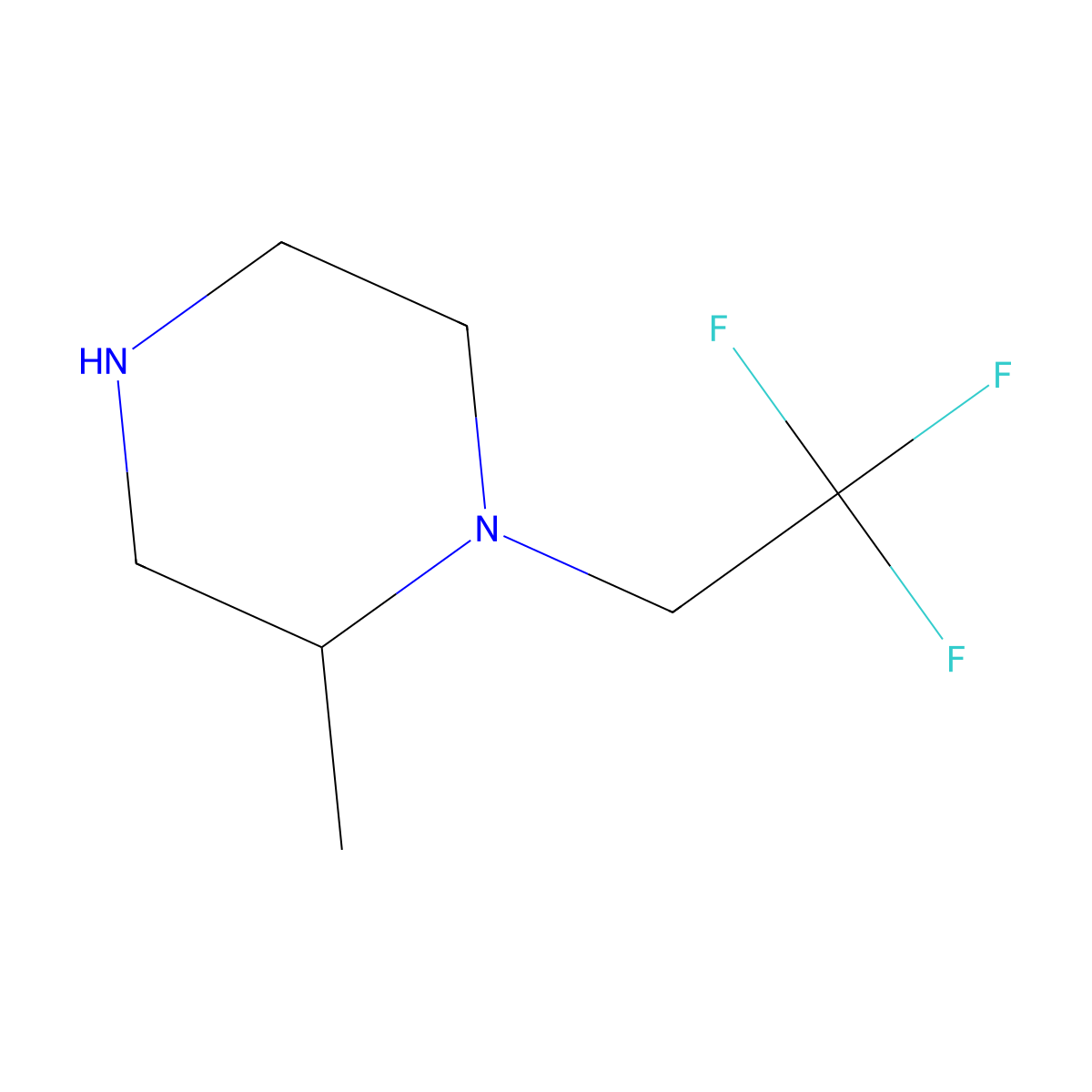 2-Methyl-1-(2,2,2-trifluoroethyl)piperazine molecular structure, CAS 1250814-08-4