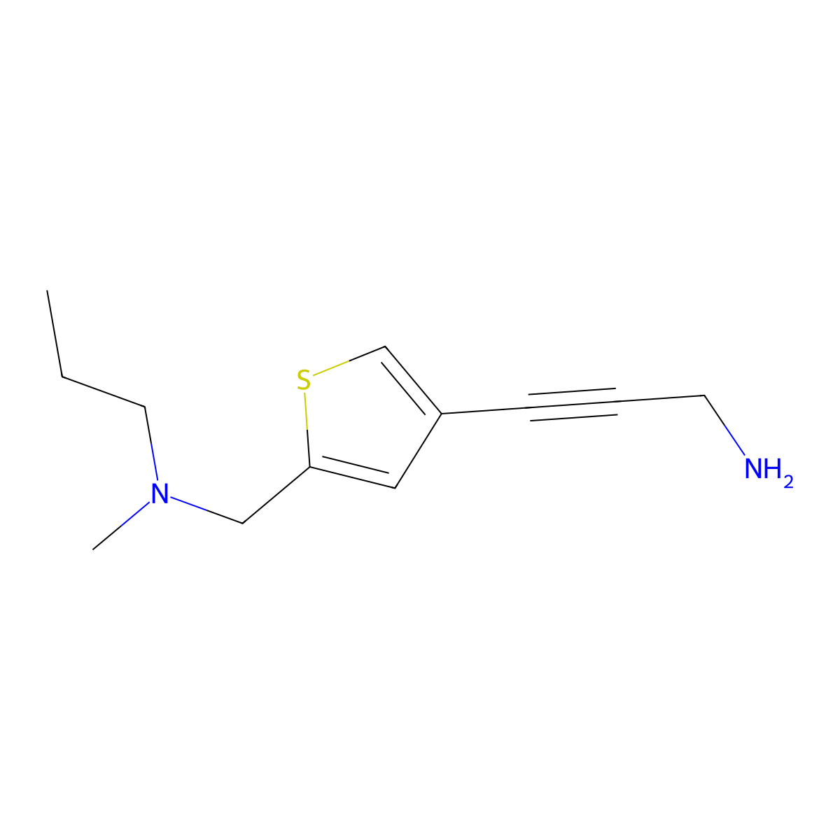 3-(5-((Methyl(propyl)amino)methyl)thiophen-3-yl)prop-2-yn-1-amine molecular structure, CAS 1250817-61-8