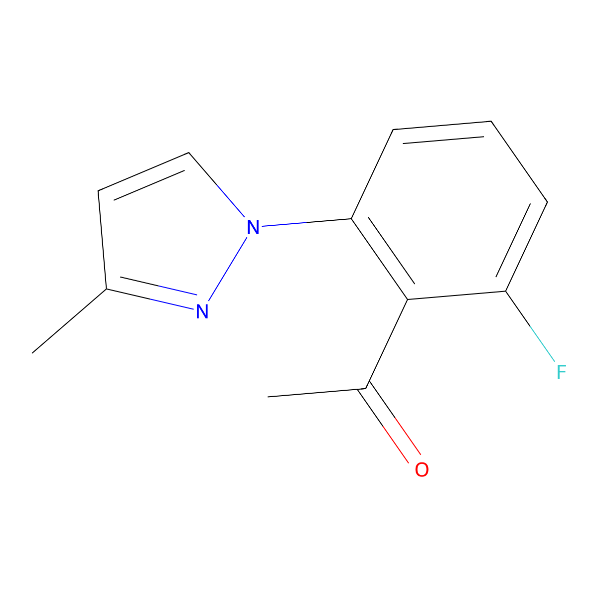 1-(2-Fluoro-6-(3-methyl-1h-pyrazol-1-yl)phenyl)ethan-1-one molecular structure, CAS 1250818-82-6