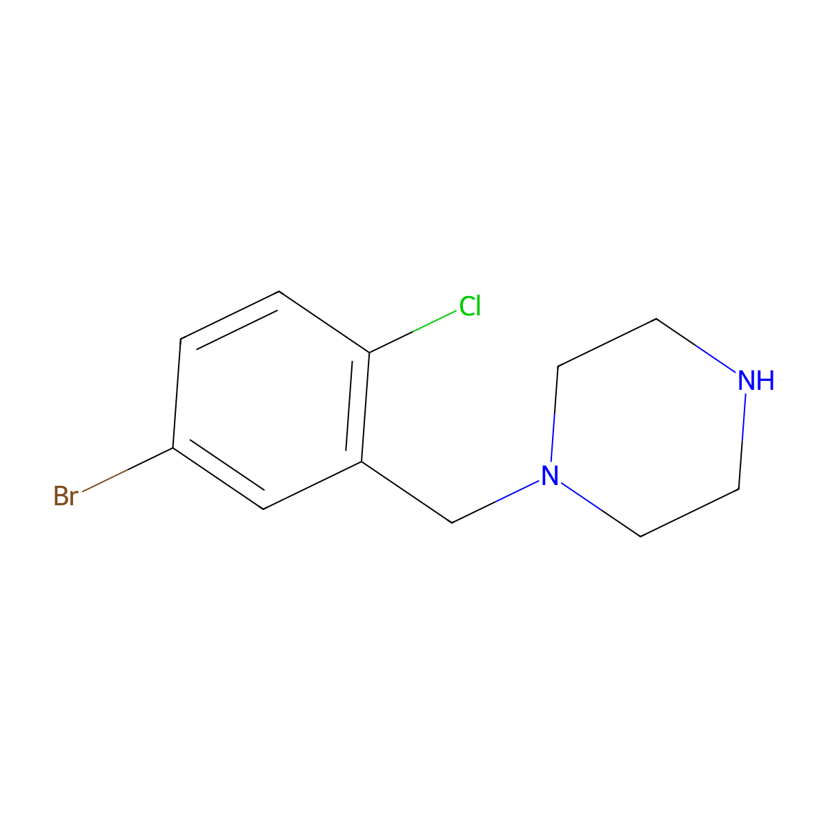 1-(5-Bromo-2-chlorobenzyl)piperazine molecular structure, CAS 1250819-32-9