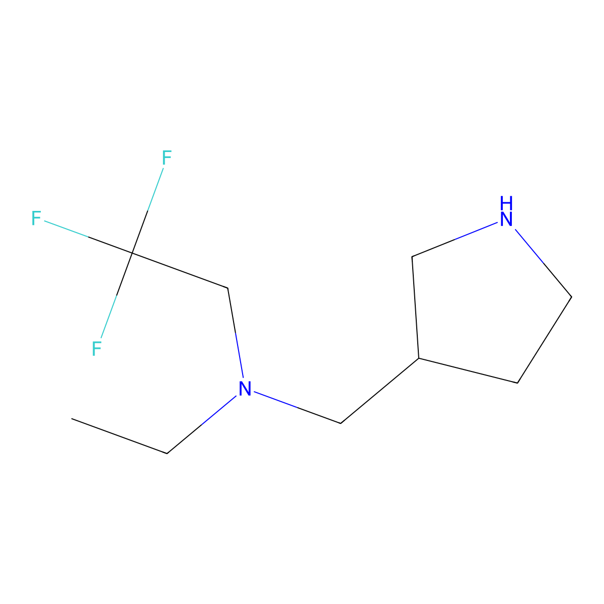 Ethyl((pyrrolidin-3-yl)methyl)(2,2,2-trifluoroethyl)amine molecular structure, CAS 1250820-34-8
