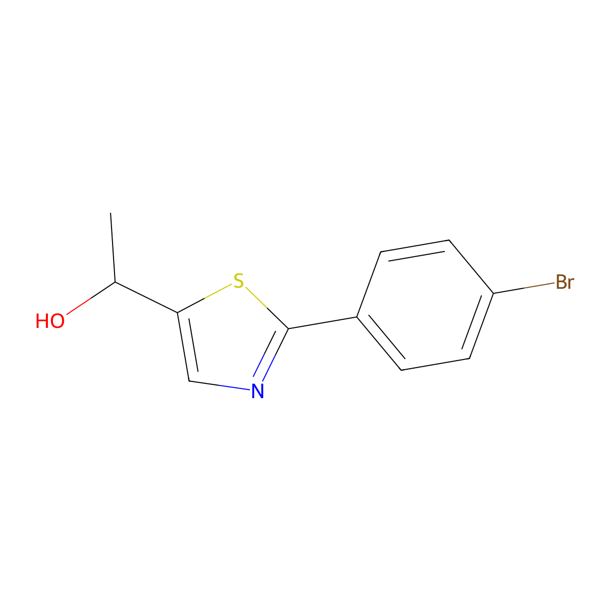 1-[2-(4-Bromophenyl)-1,3-thiazol-5-yl]ethan-1-ol molecular structure, CAS 1250820-48-4