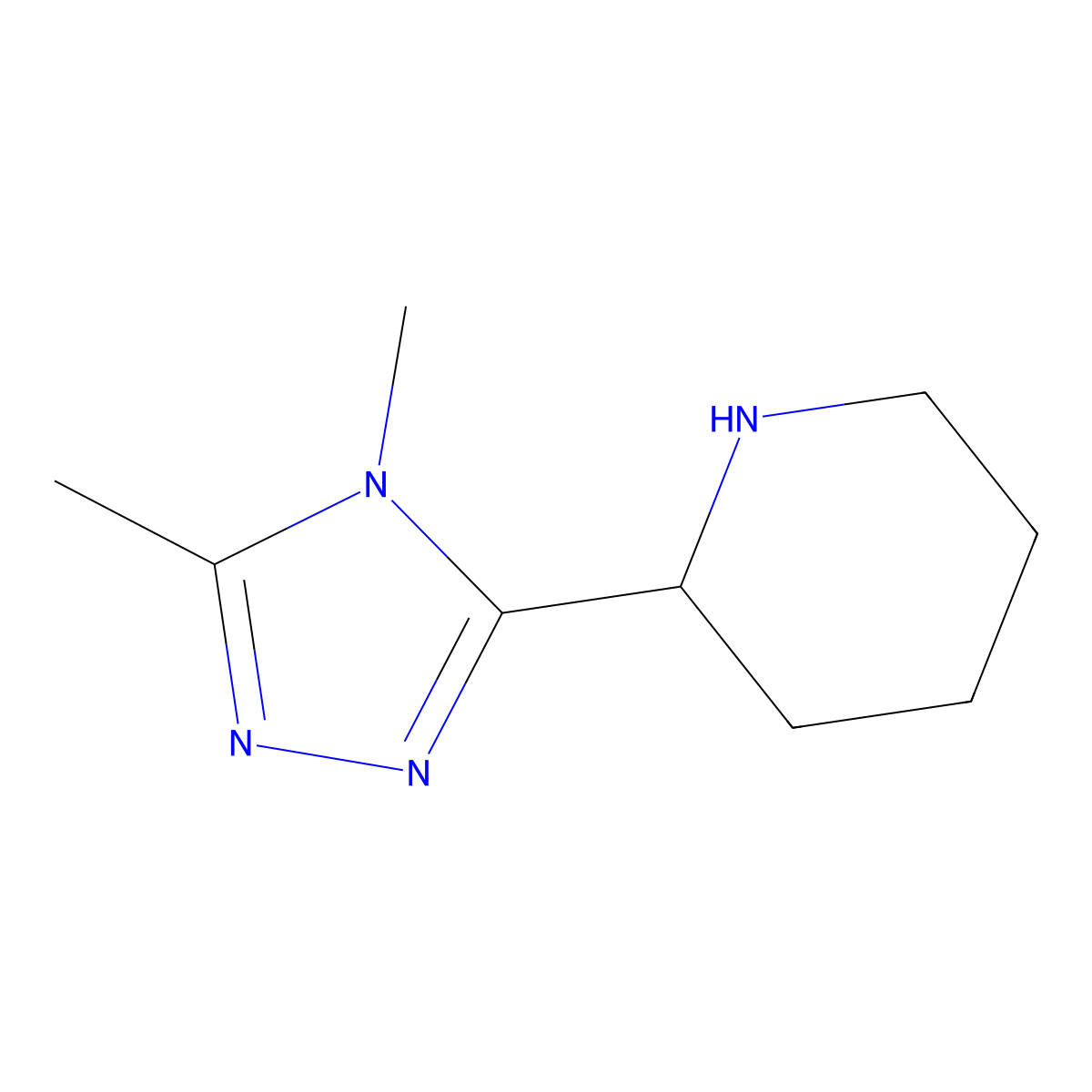 2-(4,5-dimethyl-4H-1,2,4-triazol-3-yl)piperidine molecular structure, CAS 1250820-70-2