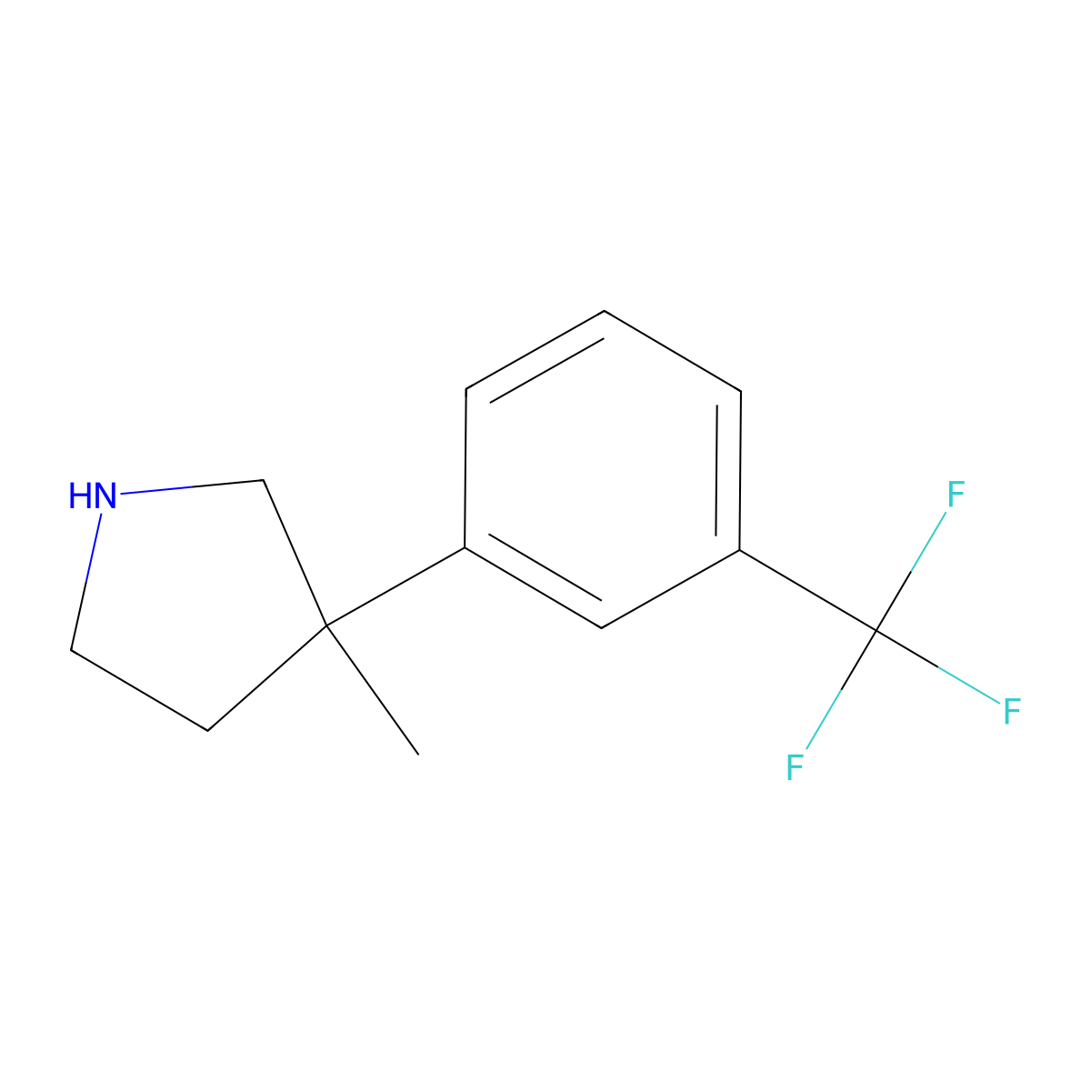 3-Methyl-3-[3-(trifluoromethyl)phenyl]pyrrolidine molecular structure, CAS 1250821-72-7