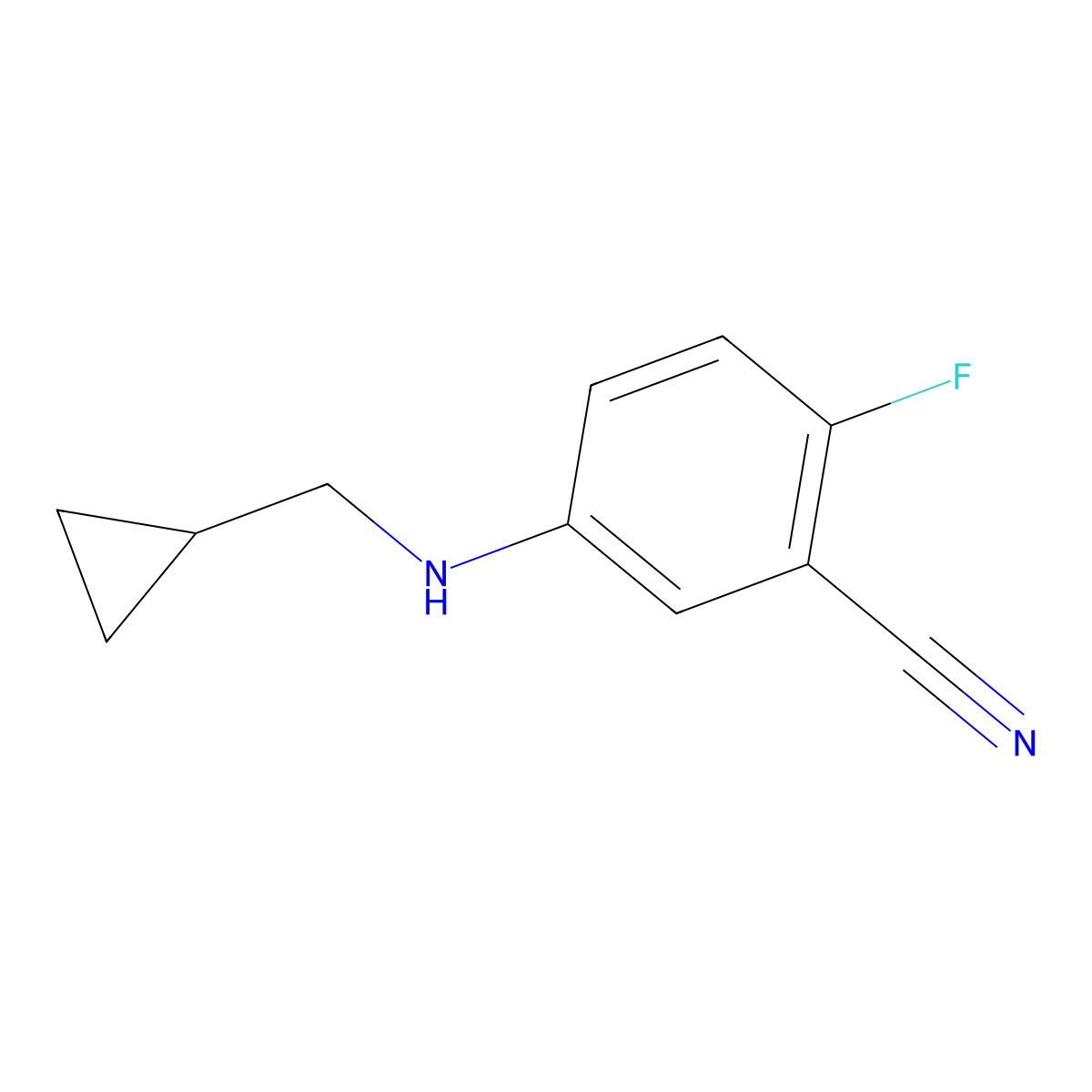 5-[(Cyclopropylmethyl)amino]-2-fluorobenzonitrile molecular structure, CAS 1250821-84-1