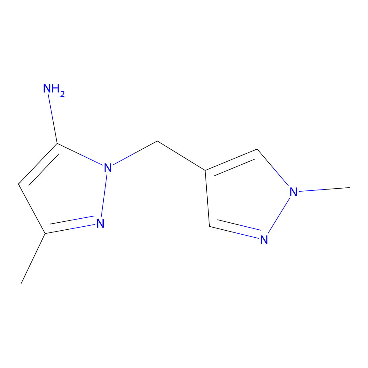 3-methyl-1-[(1-methyl-1H-pyrazol-4-yl)methyl]-1H-pyrazol-5-amine molecular structure, CAS 1250823-58-5