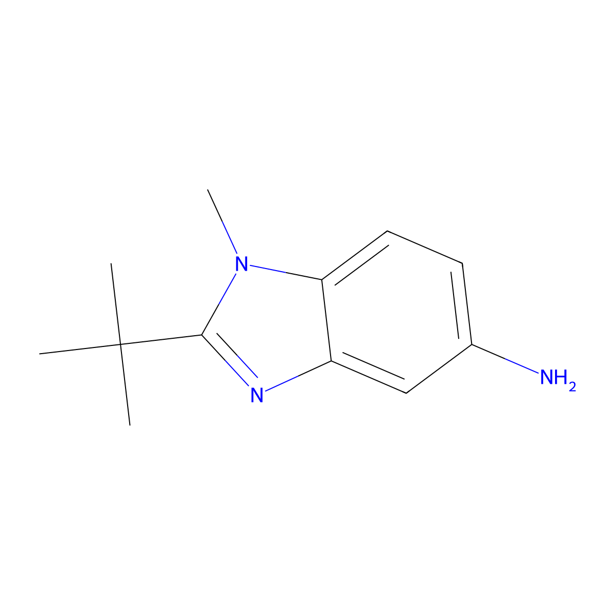 2-tert-butyl-1-methyl-1H-1,3-benzodiazol-5-amine molecular structure, CAS 1250823-86-9