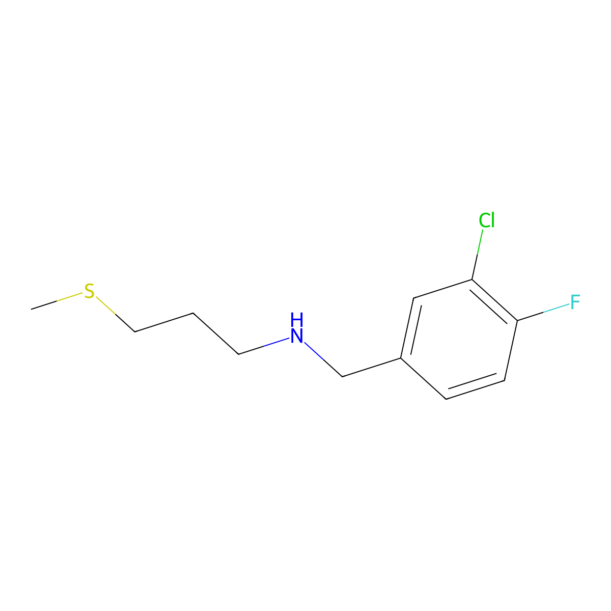 [(3-Chloro-4-fluorophenyl)methyl][3-(methylsulfanyl)propyl]amine molecular structure, CAS 1250832-99-5