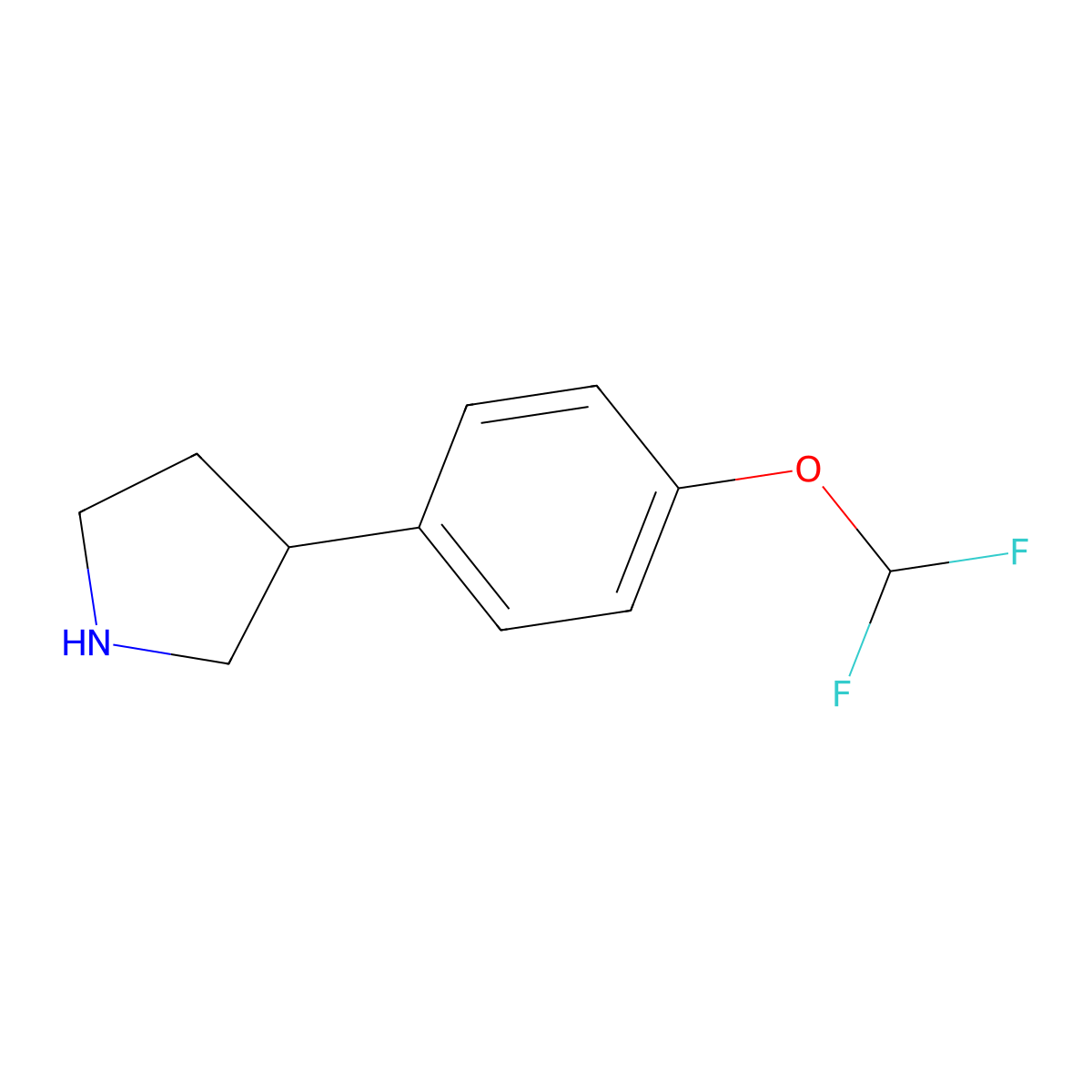 3-(4-(Difluoromethoxy)phenyl)pyrrolidine molecular structure, CAS 1250835-73-4