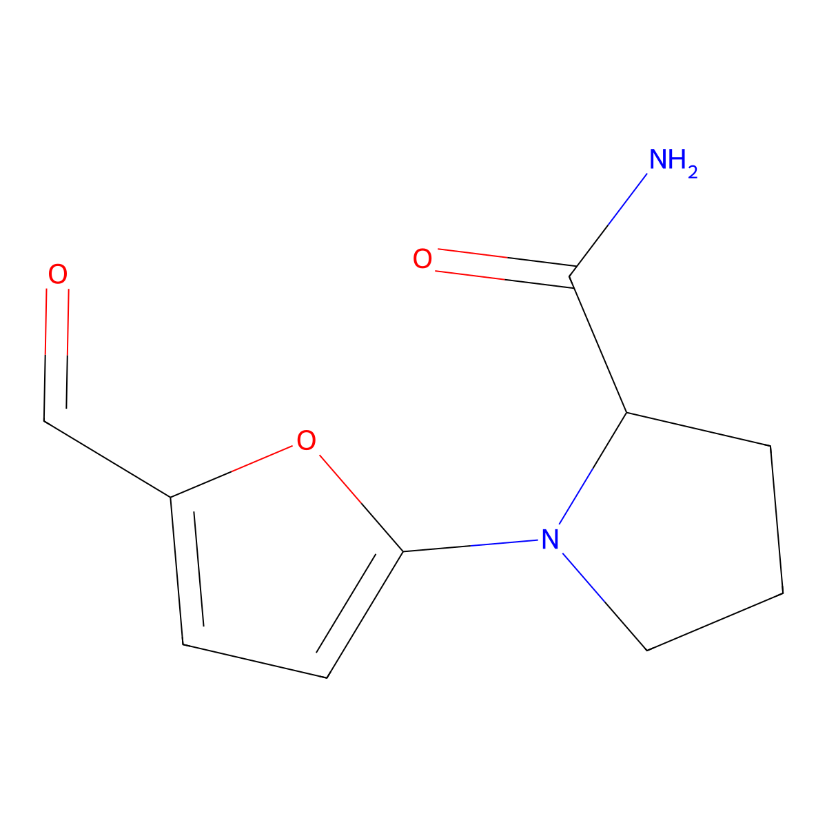 1-(5-Formylfuran-2-yl)pyrrolidine-2-carboxamide molecular structure, CAS 1250841-33-8