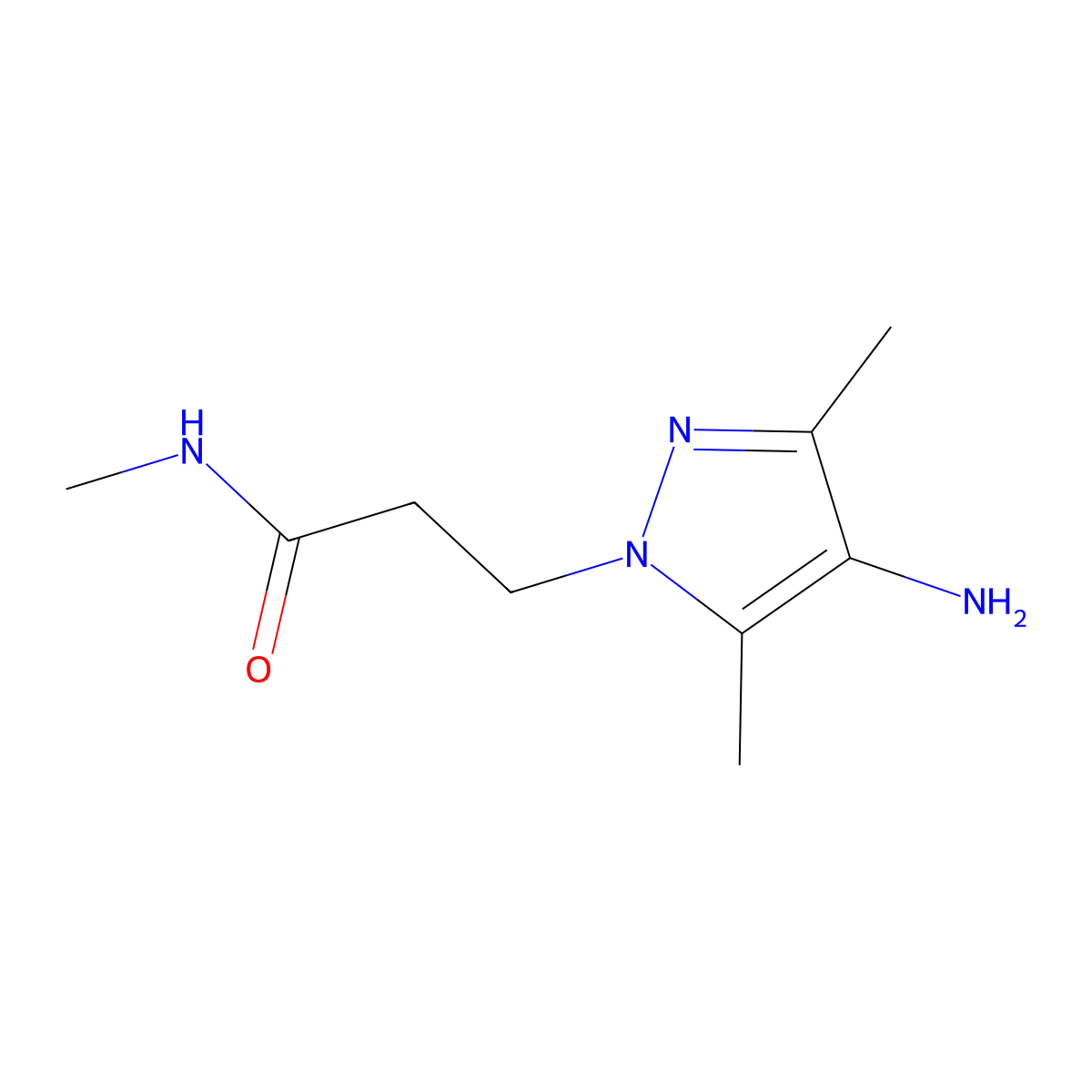 3-(4-amino-3,5-dimethyl-1H-pyrazol-1-yl)-N-methylpropanamide molecular structure, CAS 1250847-55-2