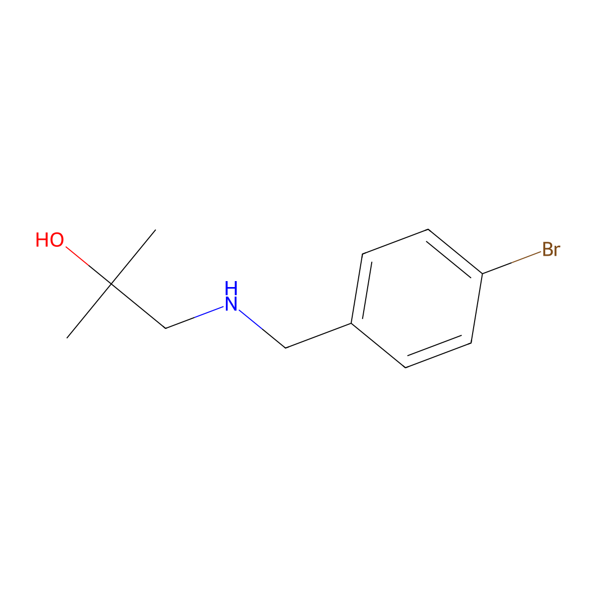 1-{[(4-Bromophenyl)methyl]amino}-2-methylpropan-2-ol molecular structure, CAS 1250850-39-5