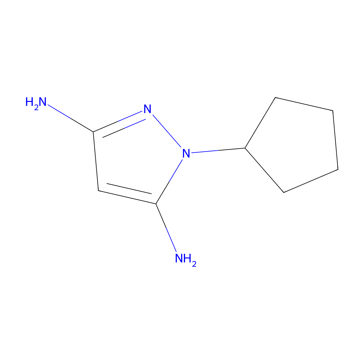 1-cyclopentyl-1H-pyrazole-3,5-diamine molecular structure, CAS 1250876-38-0