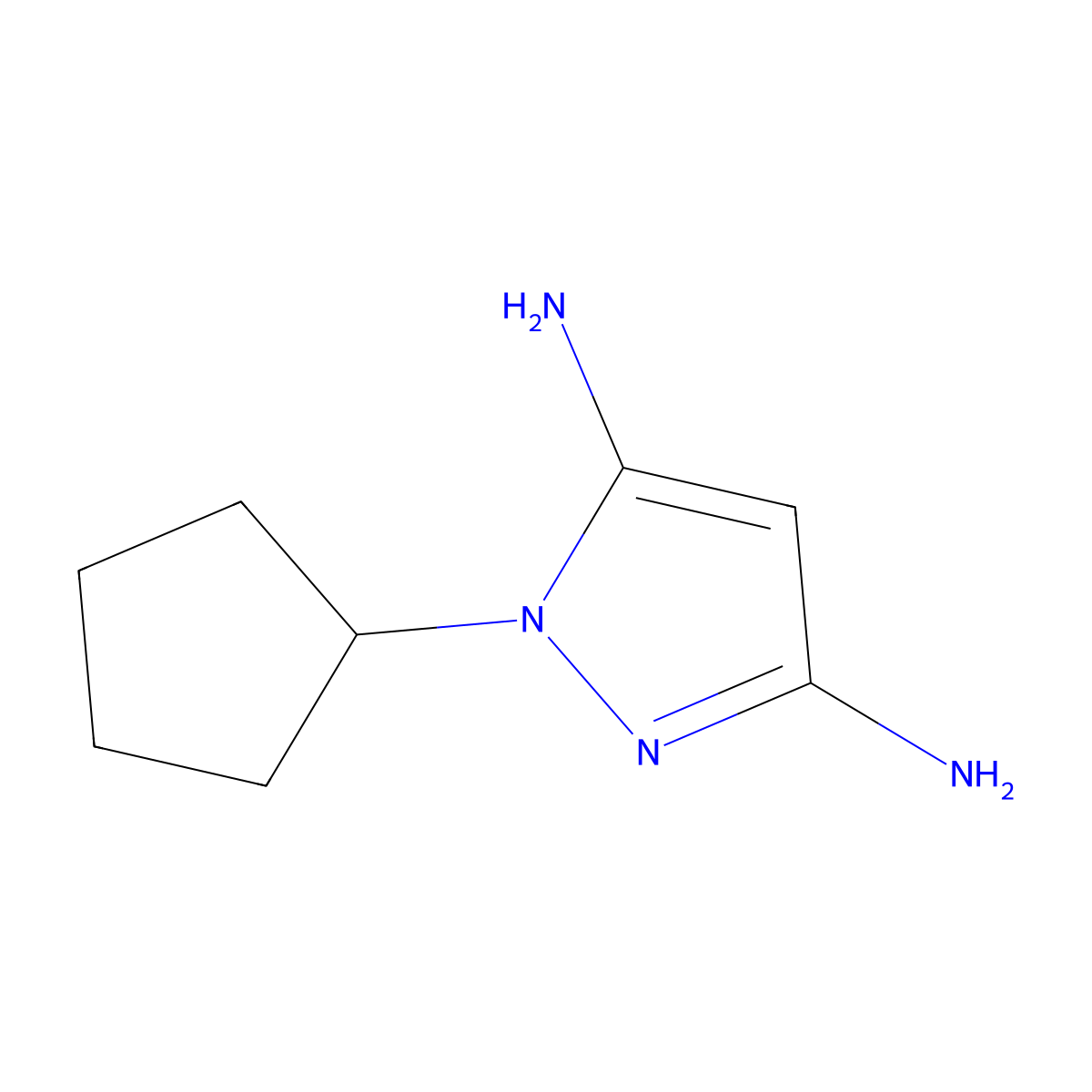 1-cyclopentyl-1H-pyrazole-3,5-diamine molecular structure, CAS 1250876-38-0