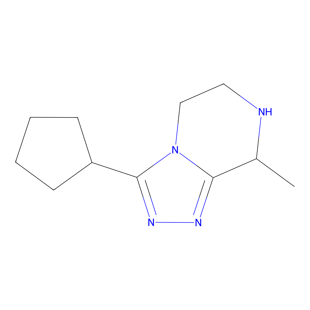 3-cyclopentyl-8-methyl-5H,6H,7H,8H-(1,2,4)triazolo(4,3-a)pyrazine molecular structure, CAS 1250876-63-1