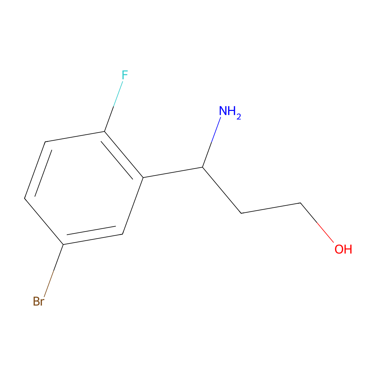 3-Amino-3-(5-bromo-2-fluorophenyl)propan-1-ol molecular structure, CAS 1250877-02-1