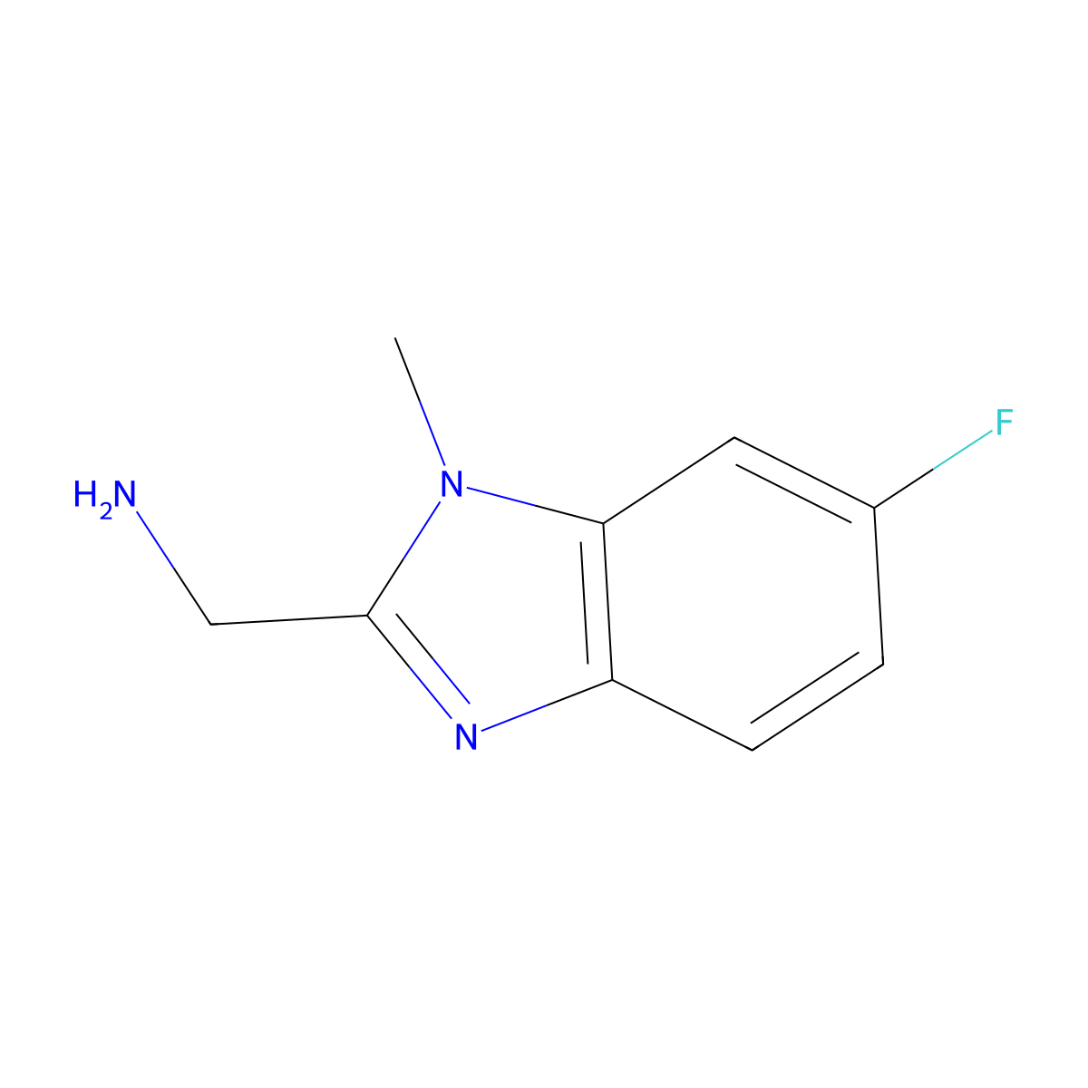 (6-fluoro-1-methyl-1H-1,3-benzodiazol-2-yl)methanamine molecular structure, CAS 1250880-42-2