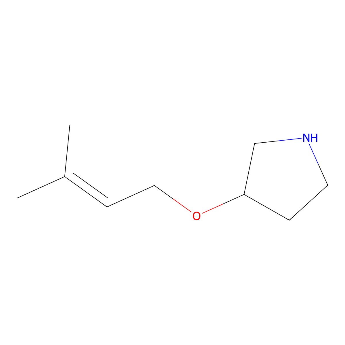 3-((3-Methylbut-2-en-1-yl)oxy)pyrrolidine molecular structure, CAS 1250880-55-7