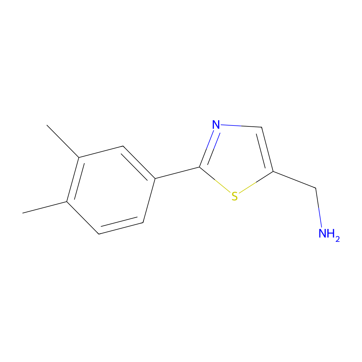 (2-(3,4-Dimethylphenyl)thiazol-5-yl)methanamine molecular structure, CAS 1250881-24-3