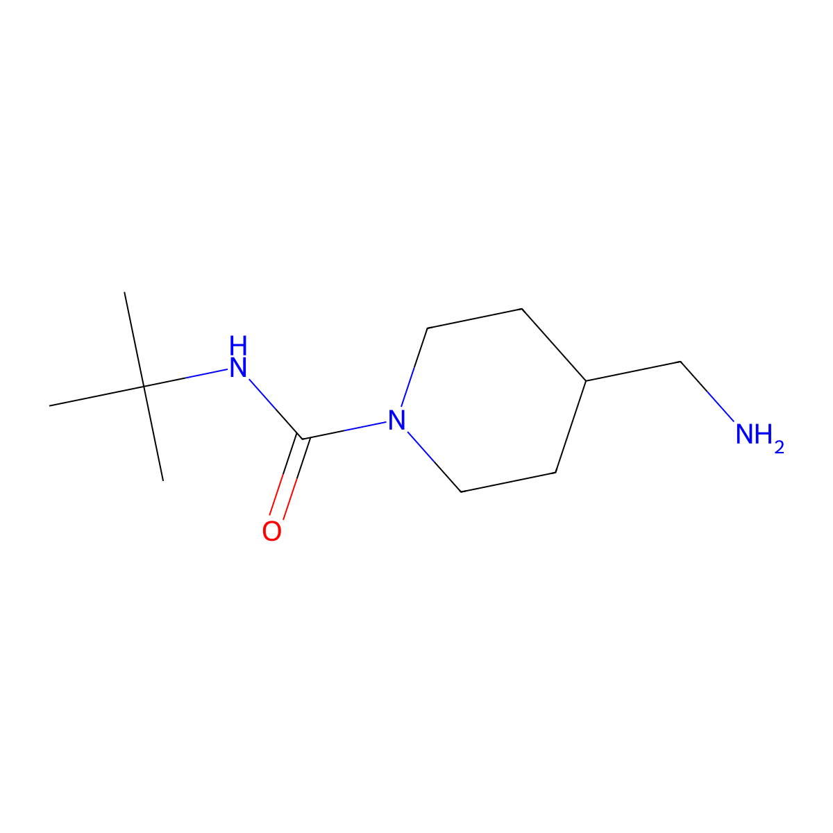 4-(aminomethyl)-N-(tert-butyl)piperidine-1-carboxamide molecular structure, CAS 1250882-57-5