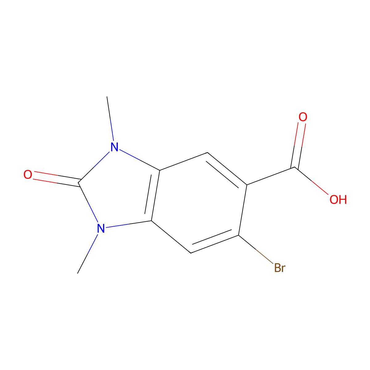 6-bromo-1,3-dimethyl-2-oxo-2,3-dihydro-1H-1,3-benzodiazole-5-carboxylic acid molecular structure, CAS 1250882-63-3