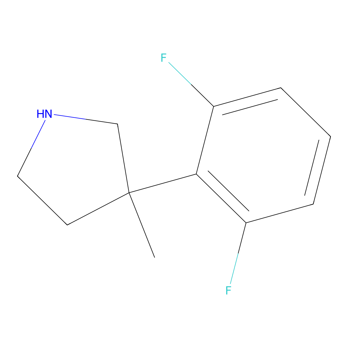 3-(2,6-Difluorophenyl)-3-methylpyrrolidine molecular structure, CAS 1250886-38-4