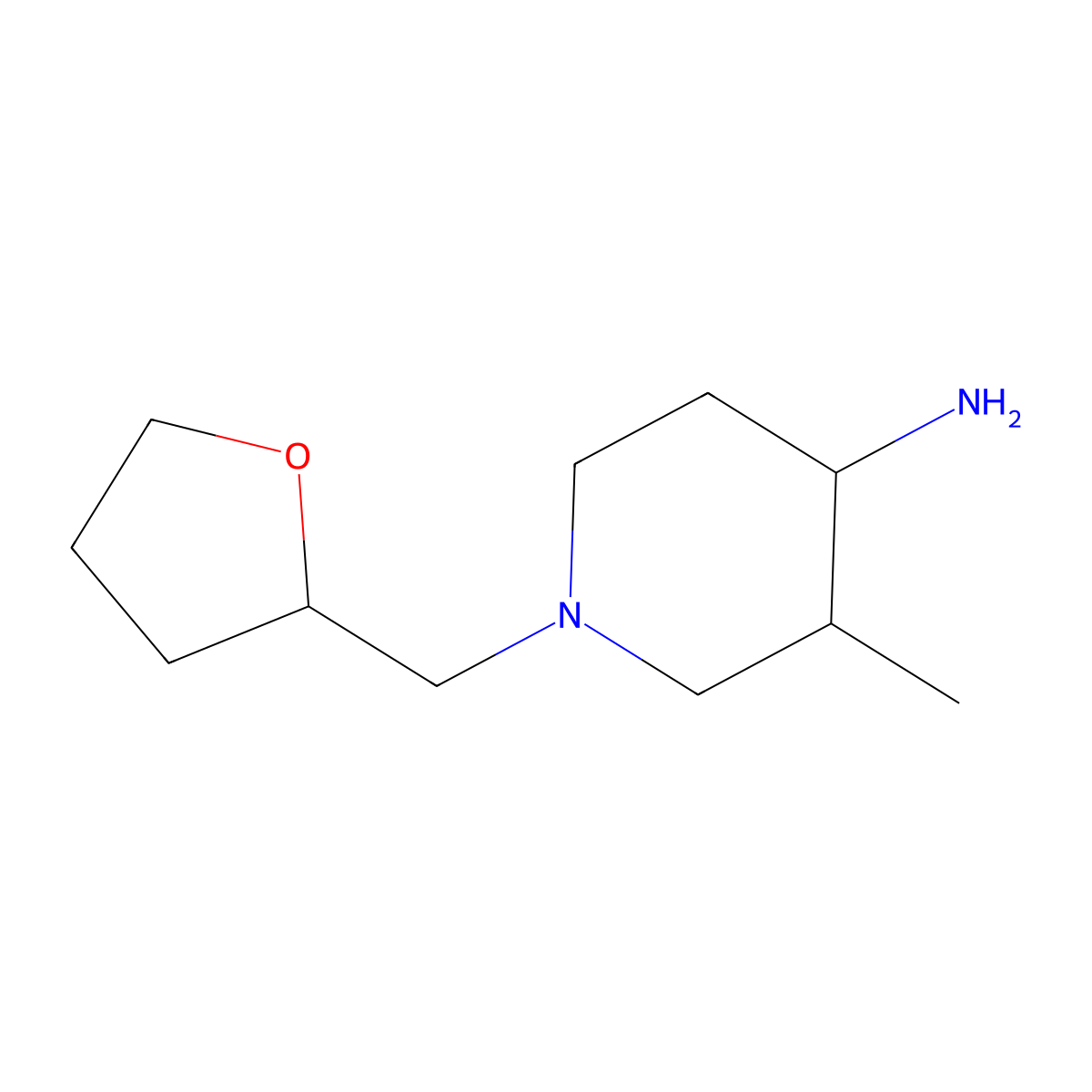 3-Methyl-1-((tetrahydrofuran-2-yl)methyl)piperidin-4-amine molecular structure, CAS 1250887-72-9