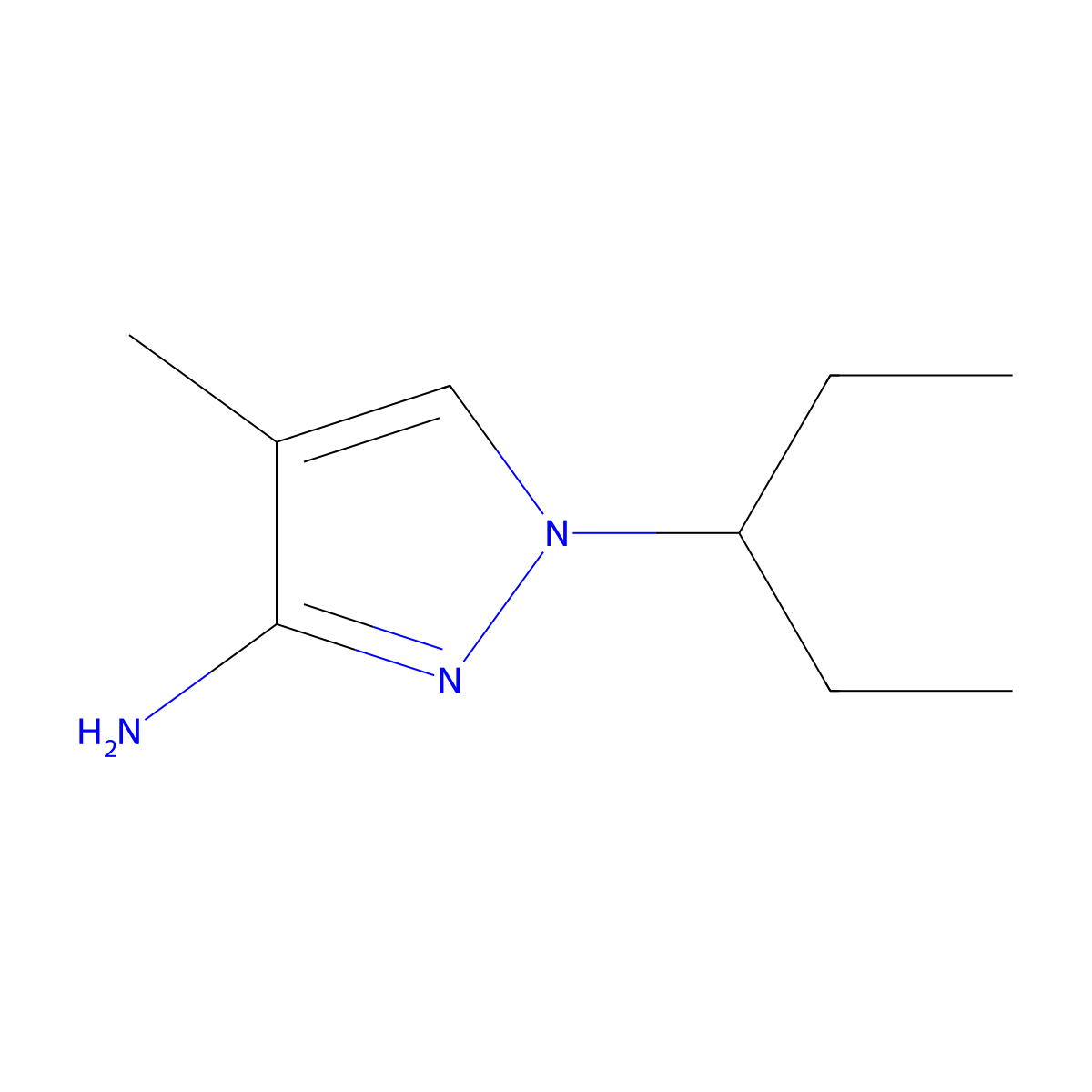 4-methyl-1-(pentan-3-yl)-1H-pyrazol-3-amine molecular structure, CAS 1250888-11-9
