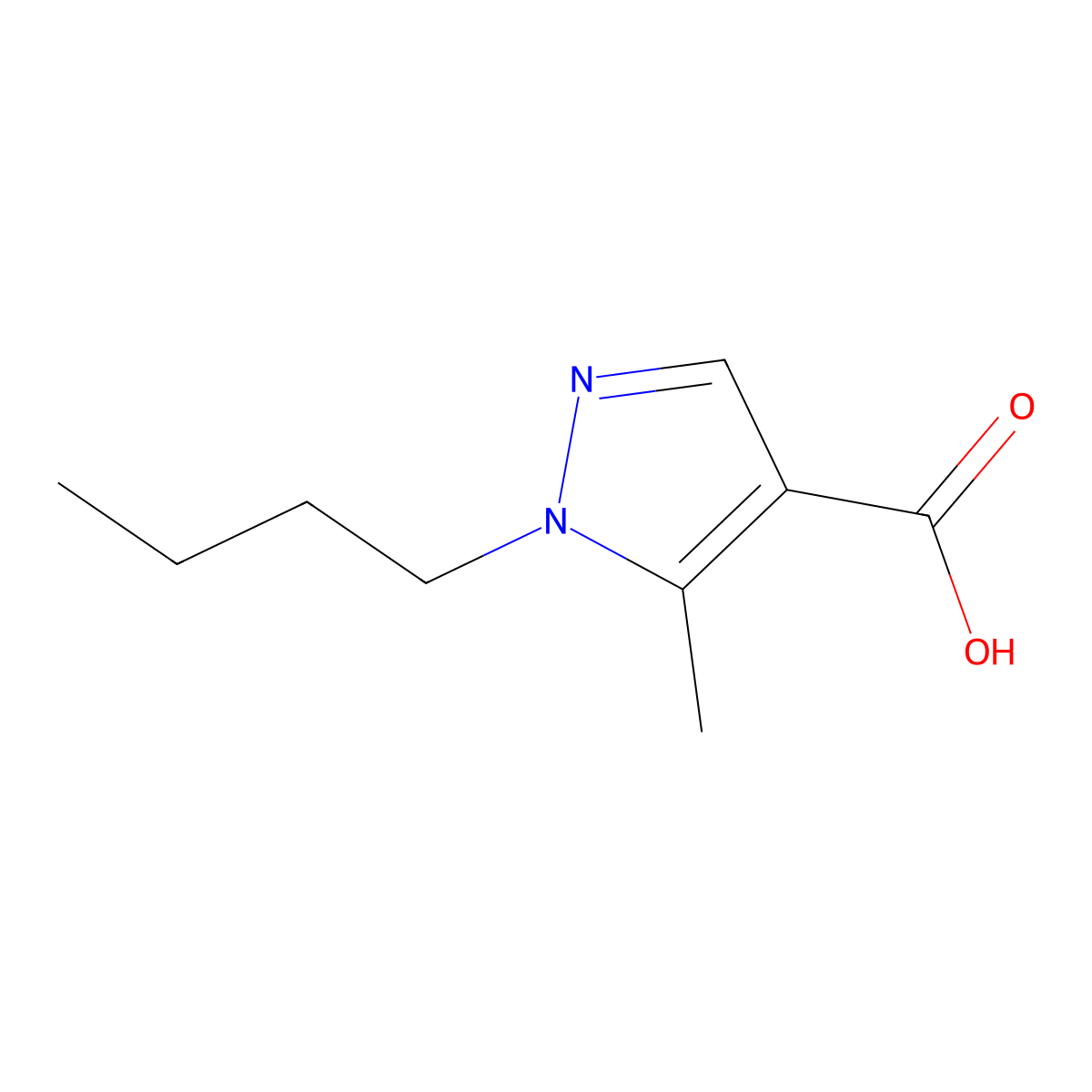 1-butyl-5-methyl-1H-pyrazole-4-carboxylic acid molecular structure, CAS 1250888-96-0