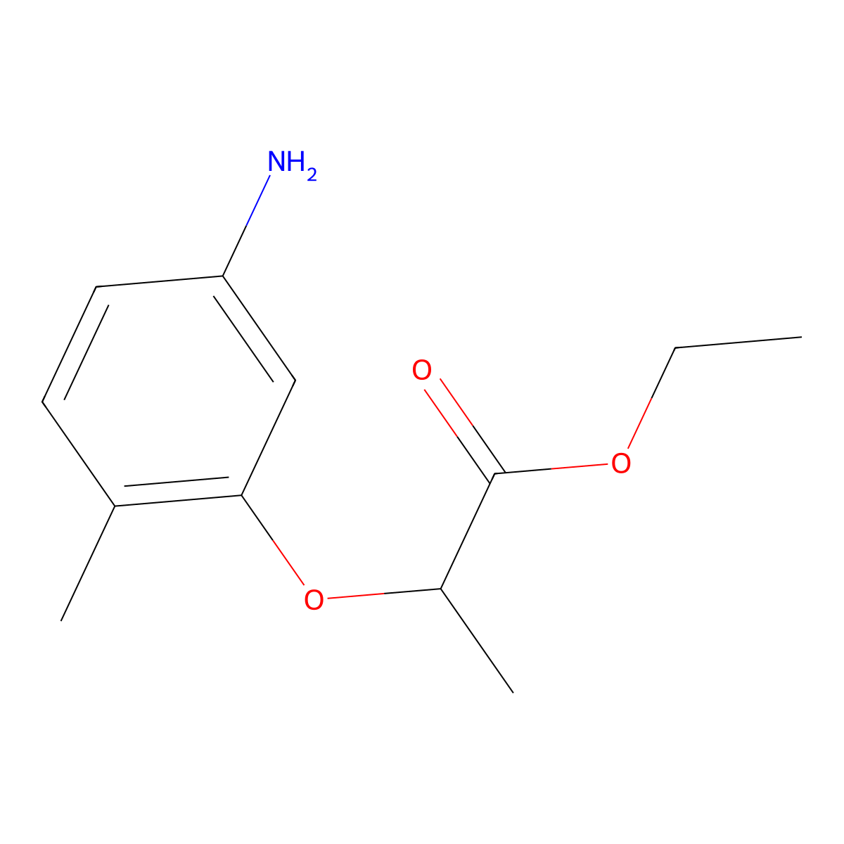 Ethyl 2-(5-amino-2-methylphenoxy)propanoate molecular structure, CAS 1250889-28-1