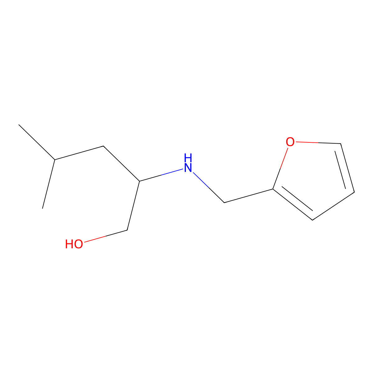 2-((Furan-2-ylmethyl)amino)-4-methylpentan-1-ol molecular structure, CAS 1250889-77-0