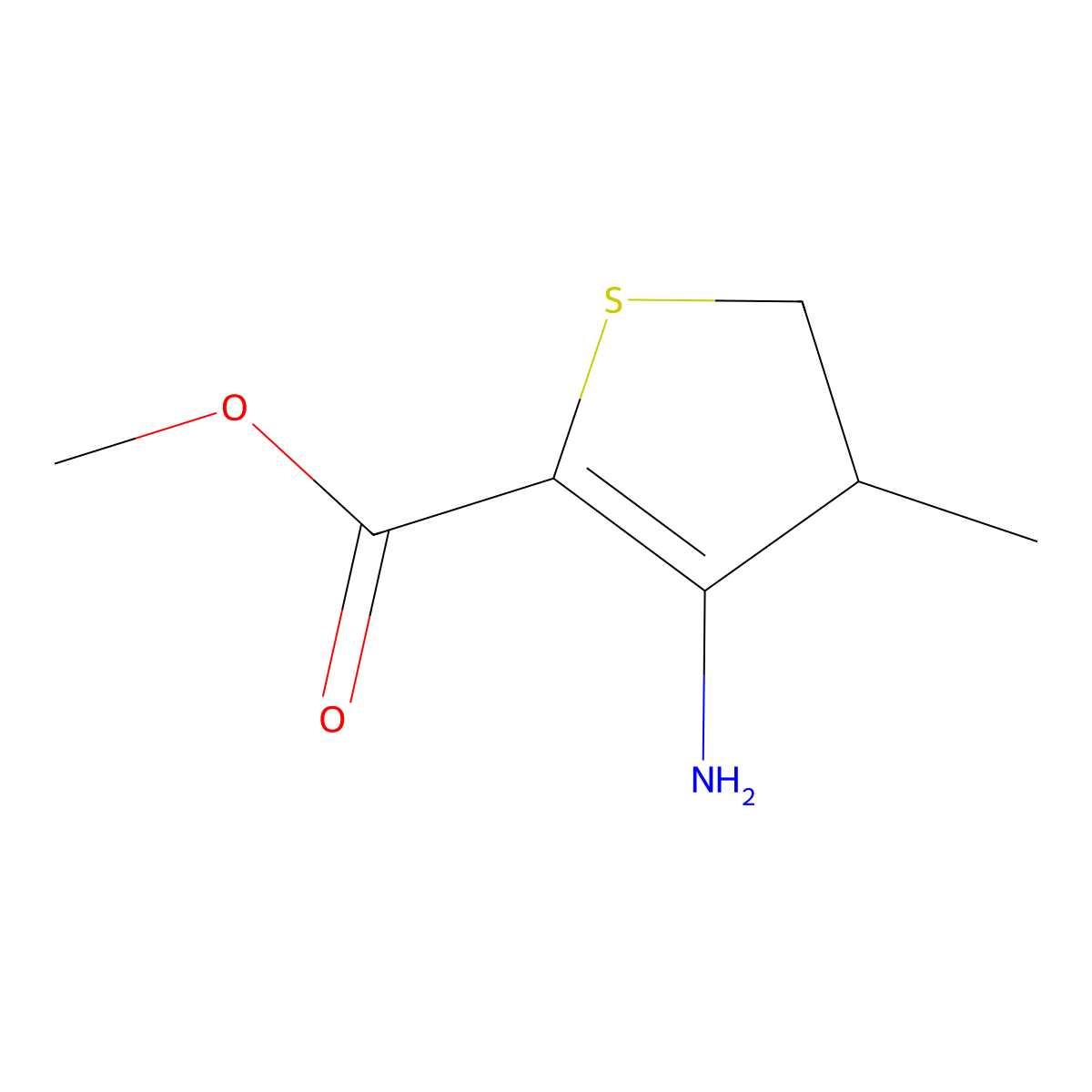 4-Methyl-3-amino-2-(methoxycarbonyl)-4,5-dihydrothiophene molecular structure, CAS 125089-02-3