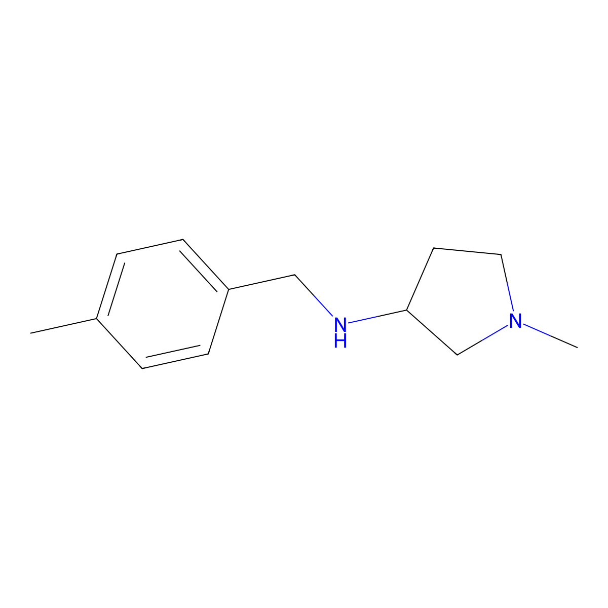1-methyl-N-[(4-methylphenyl)methyl]pyrrolidin-3-amine molecular structure, CAS 1250891-31-6